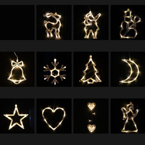 Christmas LED Suction Cup Chandelier Santa Claus Elk Snowman Lights Holiday Party Window Decor Lamps Battery Powered - Image 10