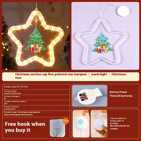 Christmas Pendant Decoration Christmas Atmosphere Led Lights Led Christmas Star Light Decoration For Window Door For Holiday - Image 3