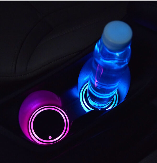 Colorful Cup Holder LED Light-up Coaster Solar & USB Charging Non-slip Coaster Ambient Light For Car Automatically - Image 4