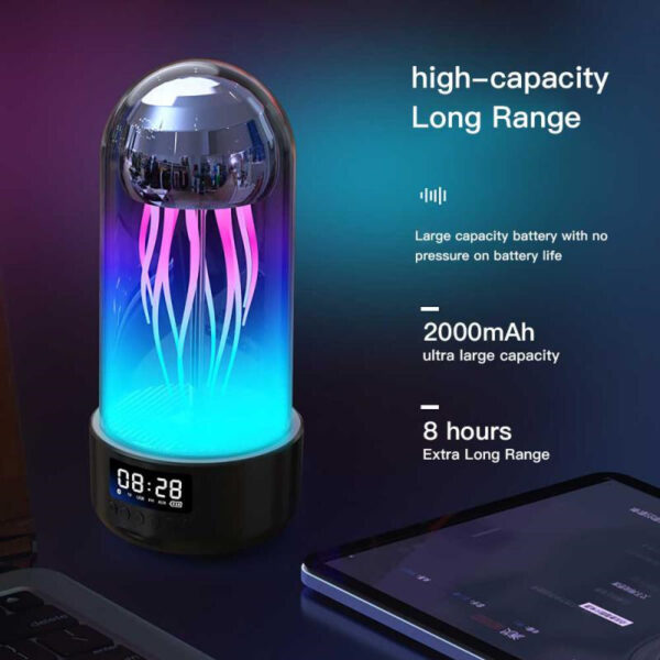 Creative 3in1 Colorful Jellyfish Lamp With Clock Luminous Portable Stereo Breathing Light Smart Decoration Bluetooth-compatible Speaker - Image 3