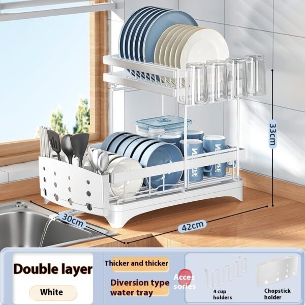 Kitchen Dish Rack Draining Rack Tableware Flat Ware Storage Rack - Image 2