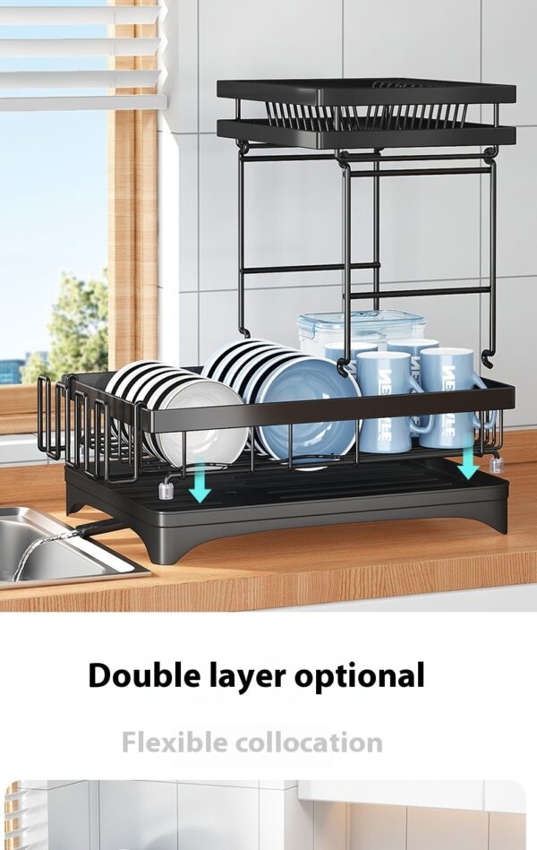 Kitchen Dish Rack Draining Rack Tableware Flat Ware Storage Rack - Image 4