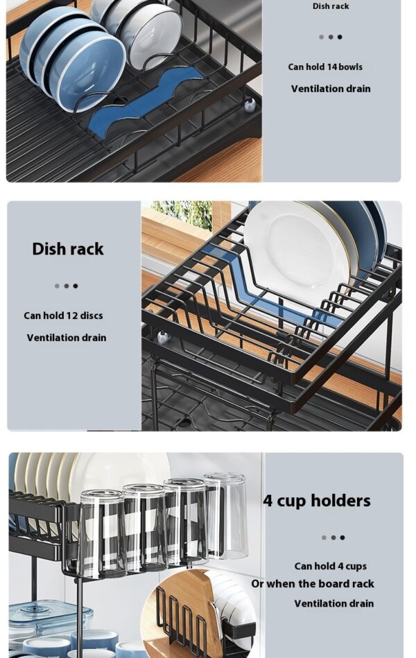 Kitchen Dish Rack Draining Rack Tableware Flat Ware Storage Rack - Image 8