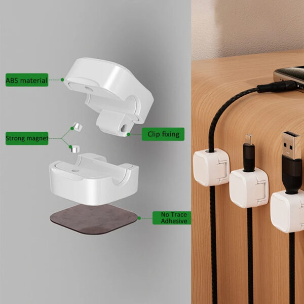 Magnetic Cable Clip Under Desk Cable Management Adjustable Cord Holder Wire Organizer And Cable Management Wire Keeper - Image 7