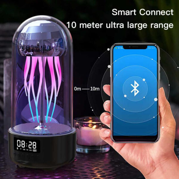 Creative 3in1 Colorful Jellyfish Lamp With Clock Luminous Portable Stereo Breathing Light Smart Decoration Bluetooth-compatible Speaker - Image 6