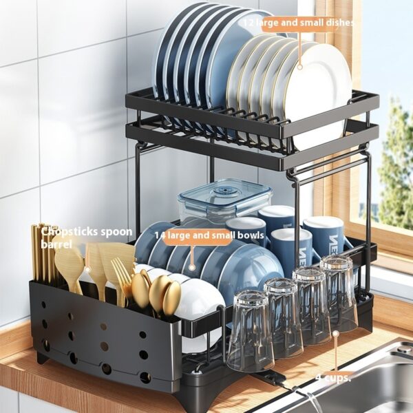 Kitchen Dish Rack Draining Rack Tableware Flat Ware Storage Rack - Image 9