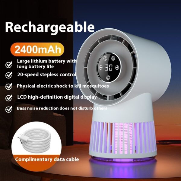 Creative 2-in-1 Mosquito Killing Mini Desk Fan Electric Mosquito Killer USB Rechargeable Fan Night Lamp Home And Outdoor Supplies - Image 2