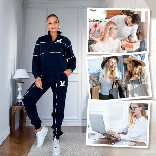 Womens 2 Piece Outfits Lounge Hoodless Pullover Sweatshirt Sweatsuit Sets Sweatshirt Baggy Fashion Sweatpants With Pockets - Image 7