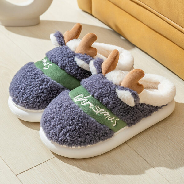 Christmas Shoes Winter Home Slippers Elk Soft Cozy Bedroom Slipper Slip On House Shoes - Image 7