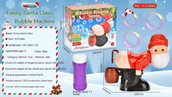 Electric Santa Claus Bubbles Machine Blowing Bubbles Music Light Entertainment Toy Prank Funny Ornament Christmas Gifts Christmas Decorations - Image 6