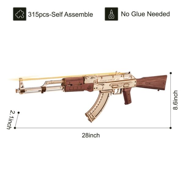 Robotime Rokr Automatic Rifle AK-47 3D Wooden Assembly Gun Double Firing Modes Funny DIY Toys For Kids Adults Justice Guar LQ901 - Image 8