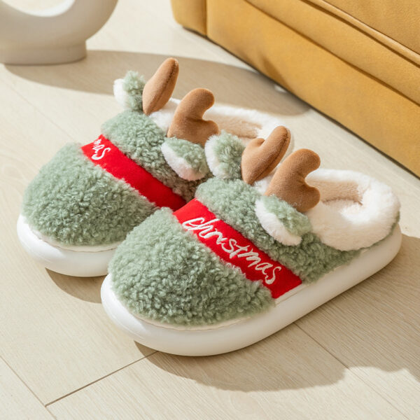 Christmas Shoes Winter Home Slippers Elk Soft Cozy Bedroom Slipper Slip On House Shoes - Image 5