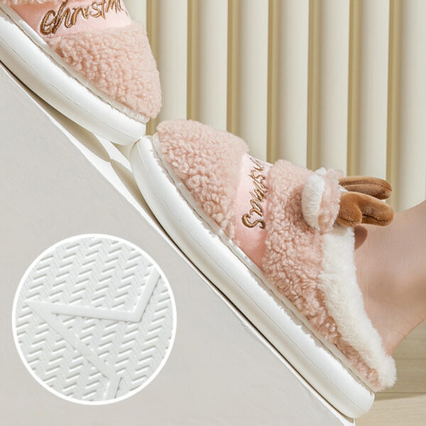 Christmas Shoes Winter Home Slippers Elk Soft Cozy Bedroom Slipper Slip On House Shoes - Image 6