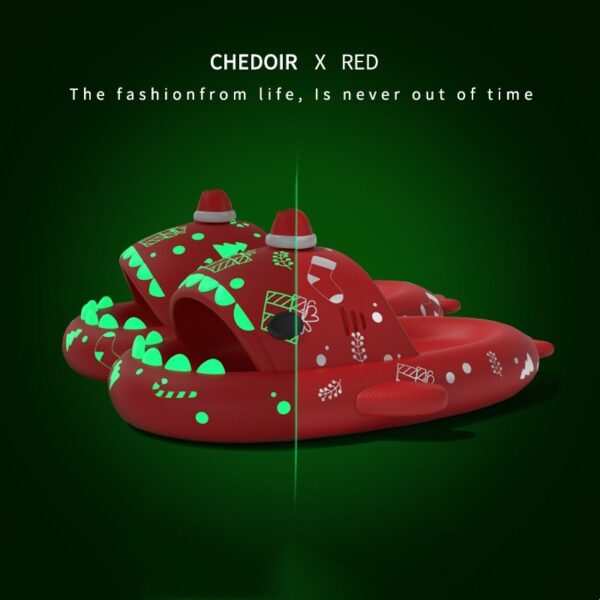 Halloween And Christmas Shoes Ins Luminous Shark Slippers Couple Men Women House Shoes Non-slip Bathroom Slippers Home - Image 6