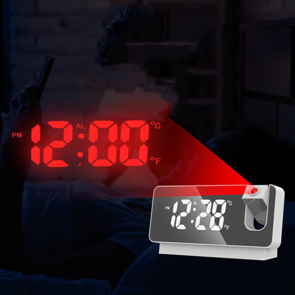 New 3D Projection Alarm Clock LED Mirror Clock Display With Snooze Function For Home Bedroom Office Desktop Table Clock - Image 9