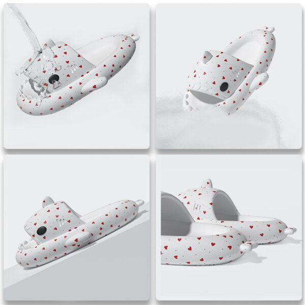 Lovers Shark Slippers Heart Print Shoes Women Men - Image 2