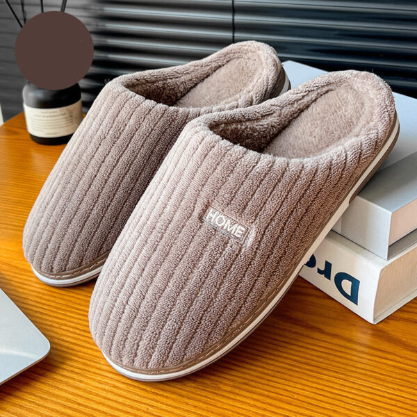 Solid Color Simple Cotton Slippers Winter Non-slip Home Warm Plush Slippers Household Indoor Couple Women's House Shoes - Image 10