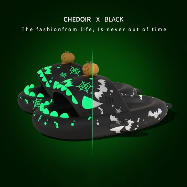 Halloween And Christmas Shoes Ins Luminous Shark Slippers Couple Men Women House Shoes Non-slip Bathroom Slippers Home - Image 9