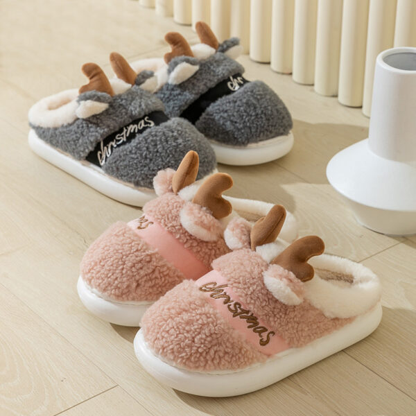 Christmas Shoes Winter Home Slippers Elk Soft Cozy Bedroom Slipper Slip On House Shoes - Image 10