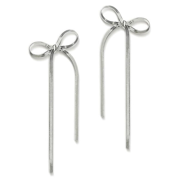 Stainless Steel Jewelry Wholesale Non-tarnish Herringbone Bow Earrings Hypoallergenic 18k Gold Plated Ribbon Bow Bowknot Earring - Image 4