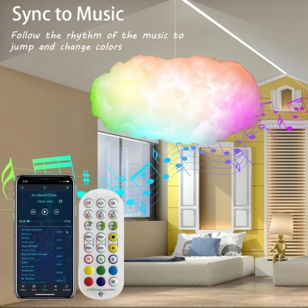 USB Cloud Light APP Control Music Synchronization 3D RGBIC Ambient Light Lightning Simulation Clouds Bedroom Room Light - Image 5